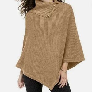 Michael Kors Turtleneck Shaker Stitch Poncho